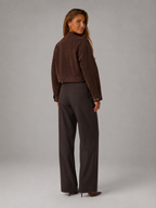 Women's Suede-Look Cropped Utility Jacket Brown