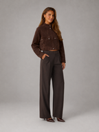 Women's Suede-Look Cropped Utility Jacket Brown
