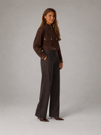 Women's Suede-Look Cropped Utility Jacket Brown