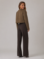 Women's Suede-Look Cropped Jacket With Patch Pockets