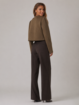 Women's Suede-Look Cropped Jacket With Patch Pockets