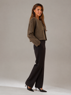 Women's Suede-Look Cropped Jacket With Patch Pockets