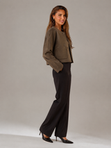 Women's Suede-Look Cropped Jacket With Patch Pockets