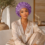 Double Layer Silk Hair Bonnet - Purple