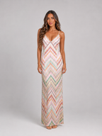 Crochet Knit Chevron Maxi Dress Summer Women