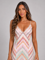 Crochet Knit Chevron Maxi Dress Summer Women