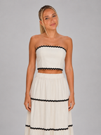 Ensemble crop top à volants et jupe longue à volants été femme