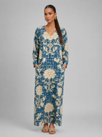 Floral Linen Look Pocket Midi Dress Summer Women