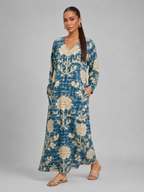 Floral Linen Look Pocket Midi Dress Summer Women