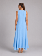 V Neck Asymmetric Hem Flowy Maxi Dress Summer Women