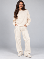 Women's Flower Patch Sweatshirt | Drop Shoulder Raw Edge Top