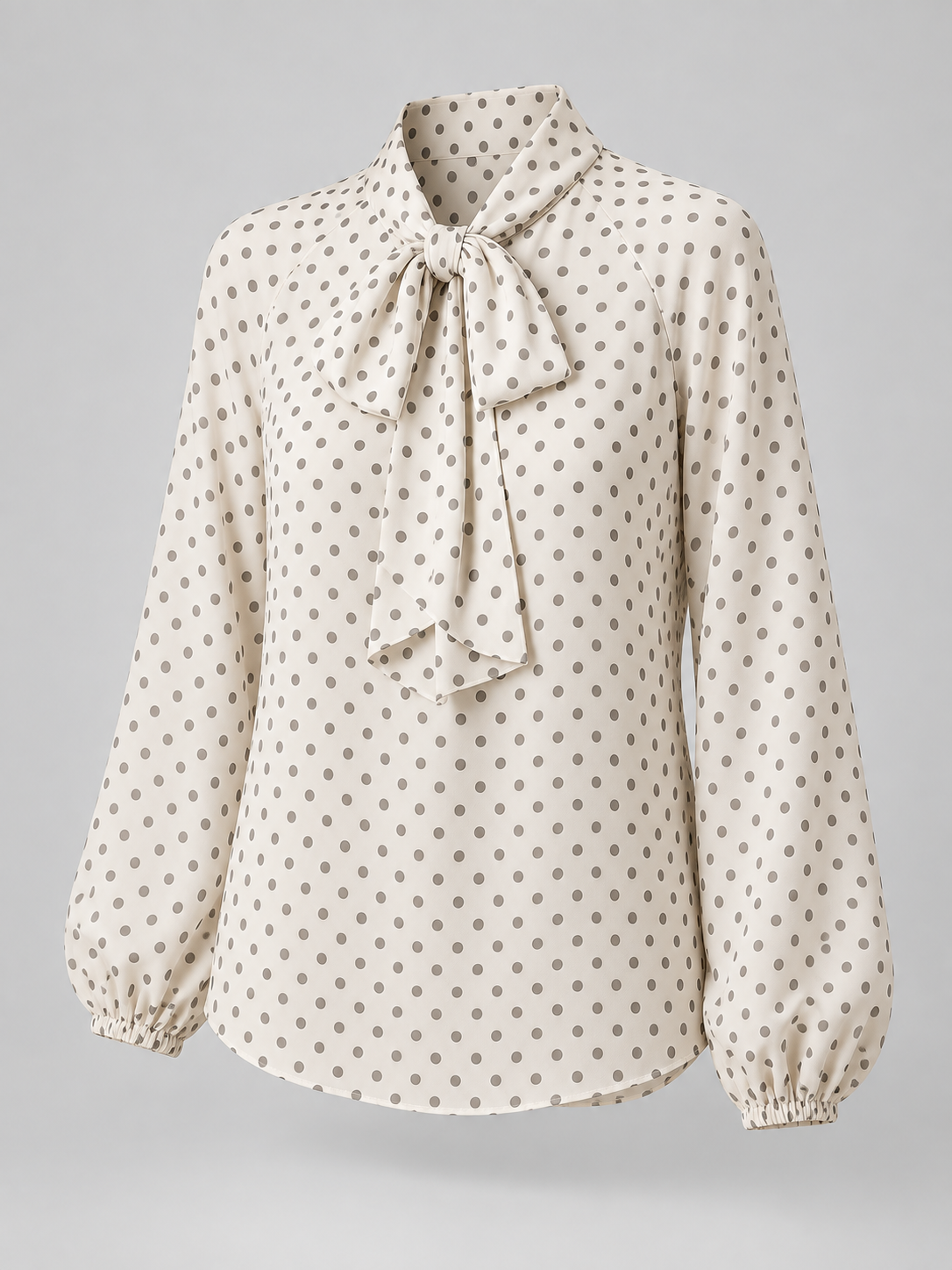 Women's Polka Dot Pussy Bow Blouse | Long Sleeve Tie Neck Top