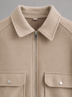Cropped faux leather utility jacket – side view – Nude & Nero