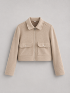 Cropped faux leather utility jacket – pocket and collar detail – Nude & Nero