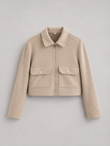 Cropped faux leather utility jacket – pocket and collar detail – Nude & Nero