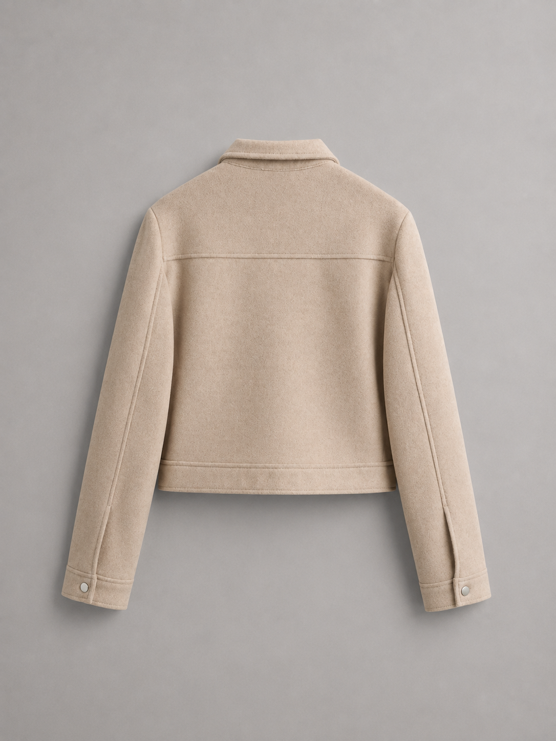 Cropped faux leather utility jacket – styled look – Nude & Nero