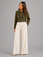 Cropped faux leather utility jacket – campaign shot – Nude & Nero