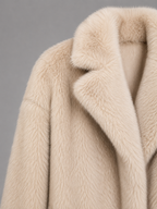 Faux fur oversized coat – side view – Nude & Nero
