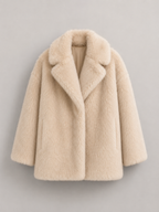 Faux fur oversized coat – plush texture detail – Nude & Nero