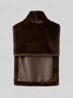 Reversible faux fur vest – plush texture detail – Nude & Nero