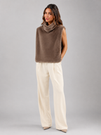 Reversible faux fur vest – campaign shot – Nude & Nero