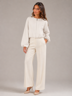 Cropped Zip Bomber Jacket for Women