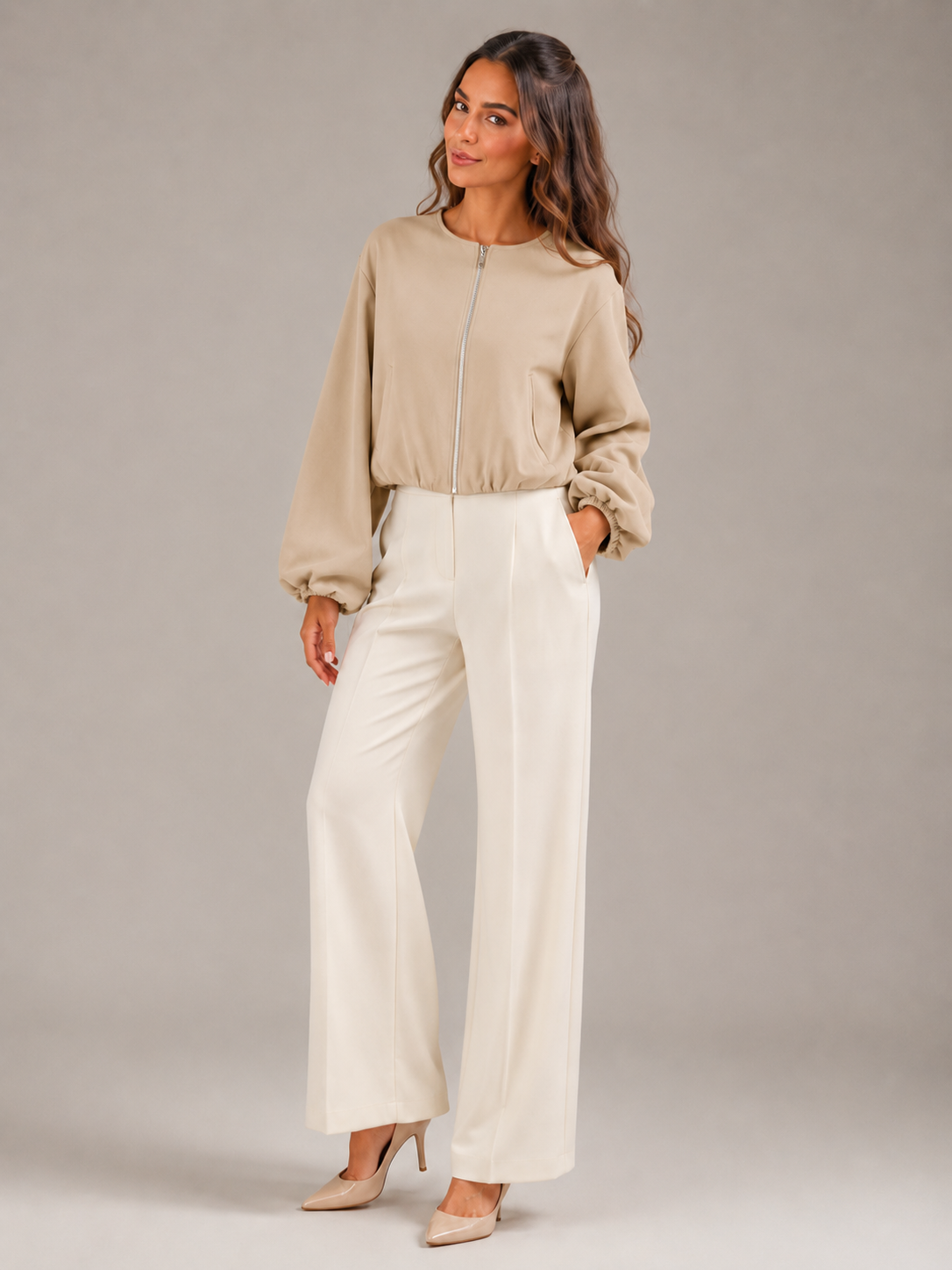 Cropped Zip Bomber Jacket for Women