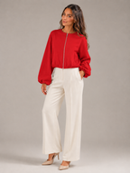 Cropped Zip Bomber Jacket for Women