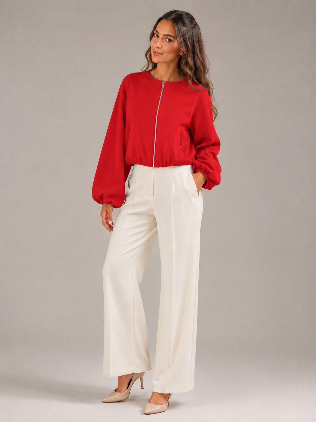 Cropped Zip Bomber Jacket for Women