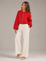 Cropped Zip Bomber Jacket for Women