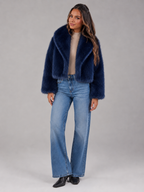Cropped Faux Fur Jacket for Women