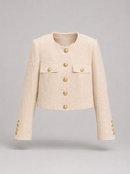 Chaqueta corta de tweed con botones dorados