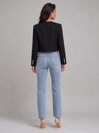 Chaqueta corta de tweed con botones dorados