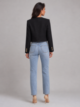 Tweed Cropped Jacket with Gold Buttons