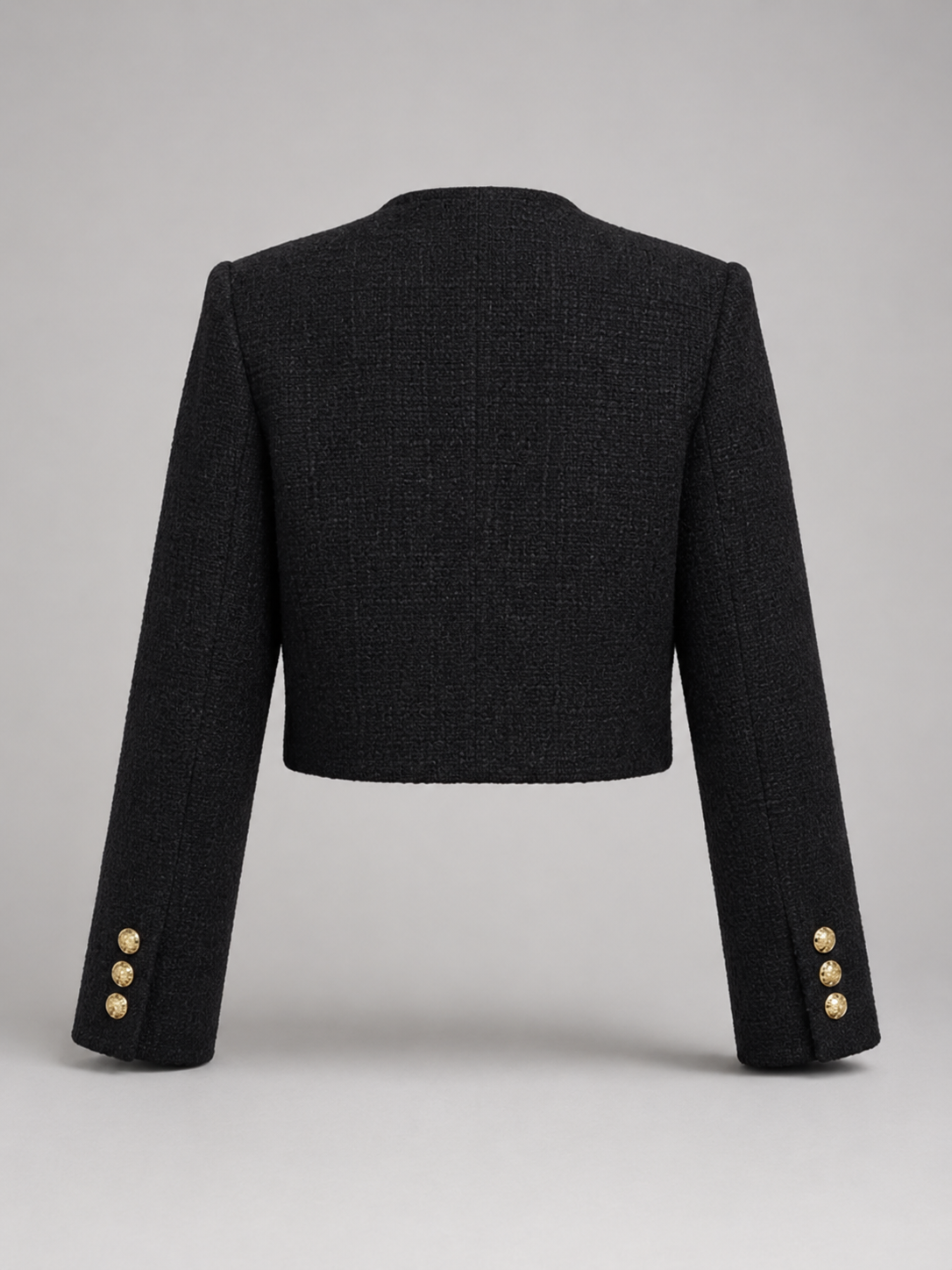 Chaqueta corta de tweed con botones dorados