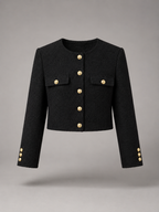 Chaqueta corta de tweed con botones dorados