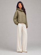Green Hooded Padded Jacket for Women