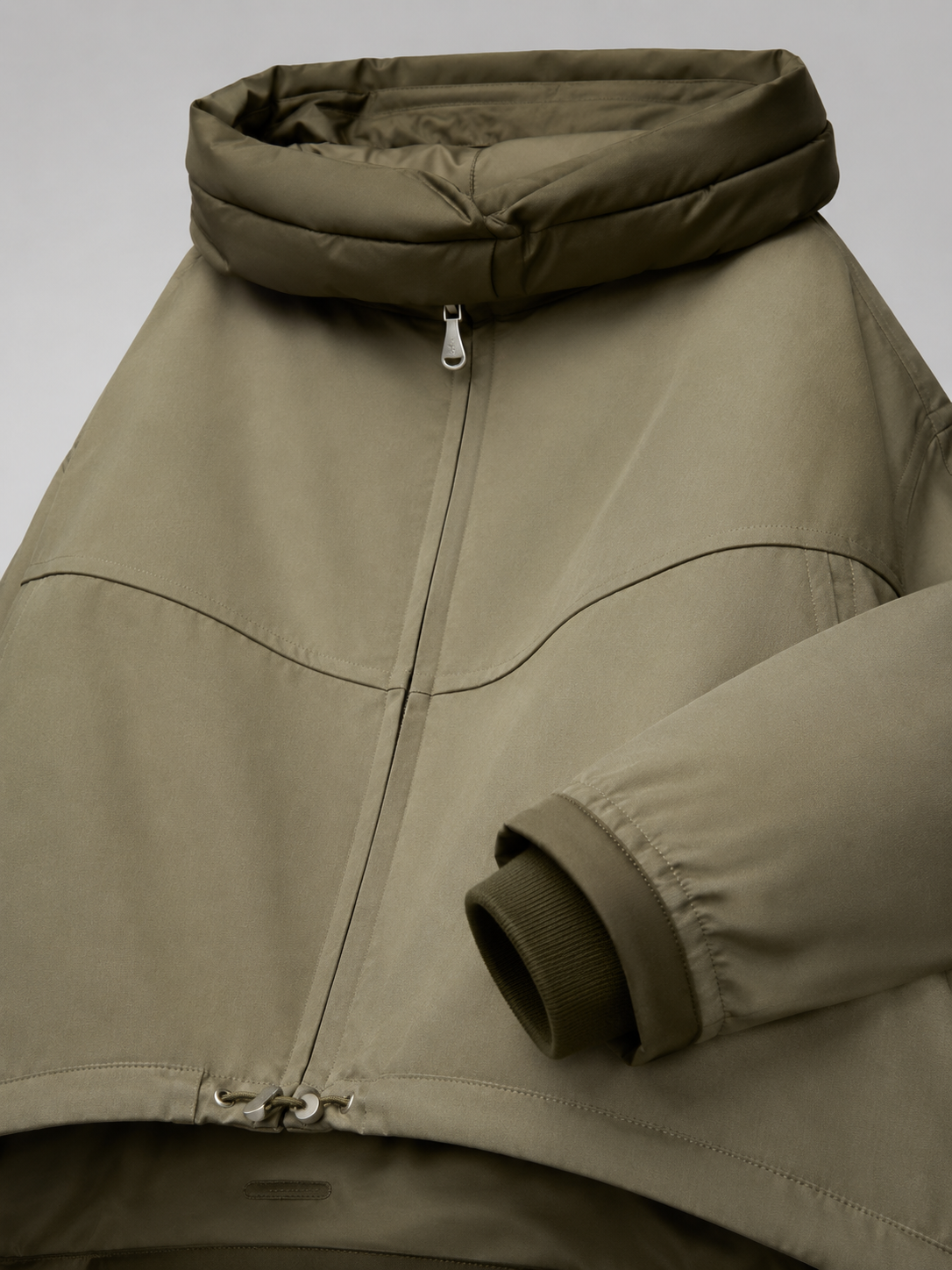 Green Hooded Padded Jacket for Women