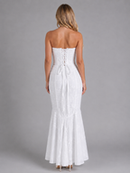Strapless Lace Corset Maxi Dress Evening Women