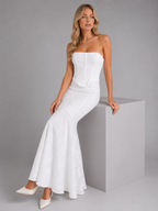 Strapless Lace Corset Maxi Dress Evening Women