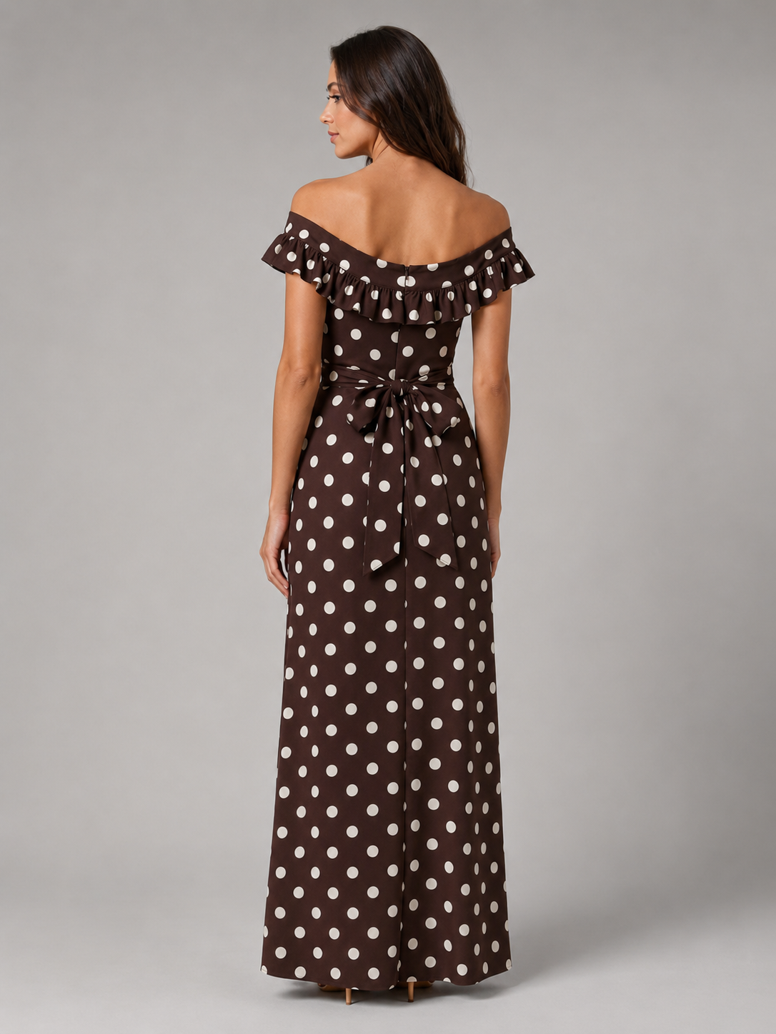 Polka Dot Off Shoulder Maxi Dress Summer Women