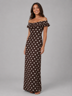 Polka Dot Off Shoulder Maxi Dress Summer Women