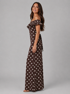 Polka Dot Off Shoulder Maxi Dress Summer Women