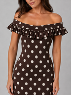 Polka Dot Off Shoulder Maxi Dress Summer Women