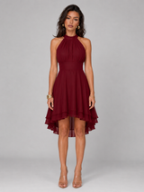 Robe à col halter style chiffon pour invité de mariage
