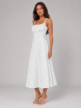 Robe midi à pois pour femme en été