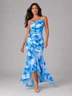 Robe maxi florale à une épaule pour femme en été