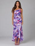 Robe maxi florale à une épaule pour femme en été