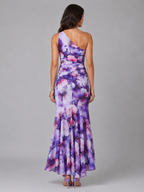 Robe maxi florale à une épaule pour femme en été