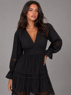 Robe midi à bordure en dentelle pour femme en été